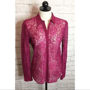 ARMANI Exchange Magenta Lace Spring Blouse Small